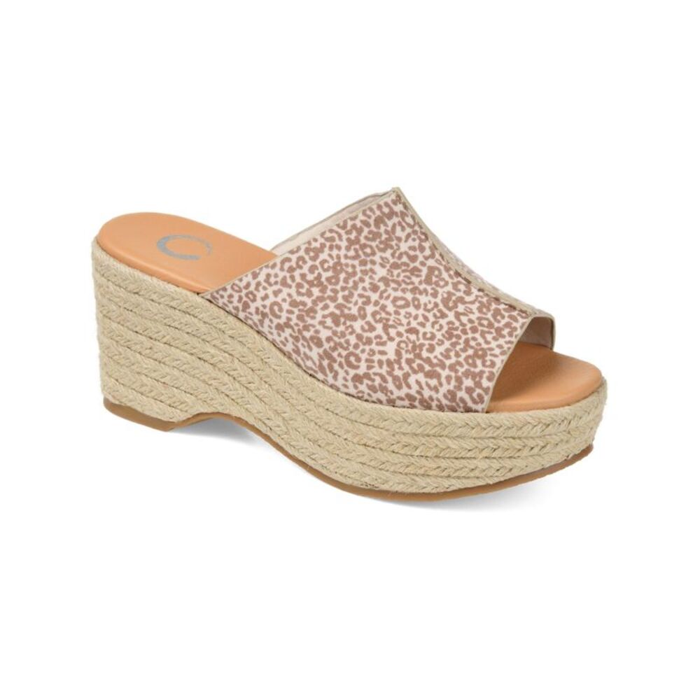 JOURNEE COLLECTION Womens Beige Espadrille Karmen Wedge Slide Sandals 10